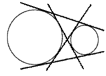 �Q�̉~�̋��ʐڐ��̐����̐}�@2�̉~������Ă���Ƃ�