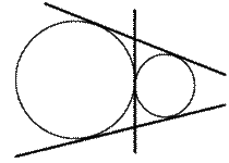 �Q�̉~�̋��ʐڐ��̐����̐}�@2�̉~���O�ڂ���Ƃ�