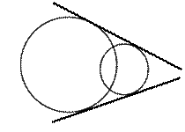 �Q�̉~�̋��ʐڐ��̐����̐}�@2�̉~��2�_�Ō����Ƃ�